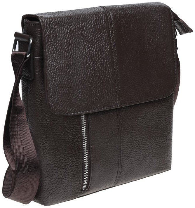 Мужская коричневая сумка на плечо из кожи Borsa Leather (19326)