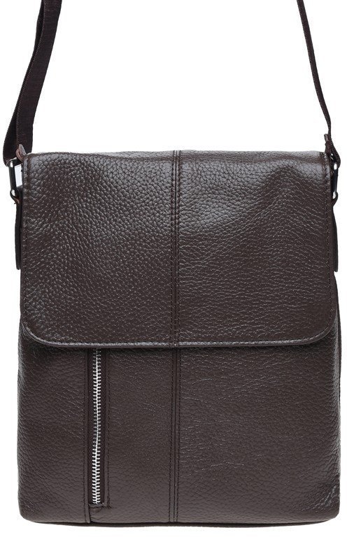 Чоловіча коричнева сумка на плече зі шкіри Borsa Leather (19326)