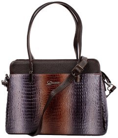 Ділова повсякденна жіноча сумка з натуральної шкіри сірого кольору з ручкою Desisan 106868 під крокодила