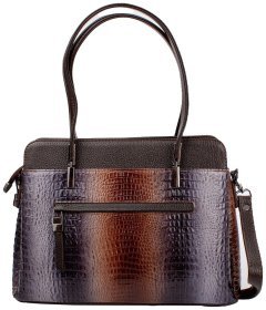 Ділова повсякденна жіноча сумка з натуральної шкіри сірого кольору з ручкою Desisan 106868 під крокодила