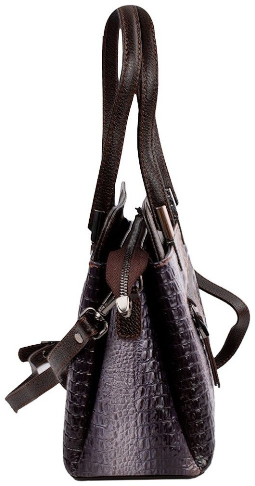 Деловая повседневная женская сумка из натуральной кожи серого цвета с ручкой Desisan 106868 под крокодила modnotak фото №3
