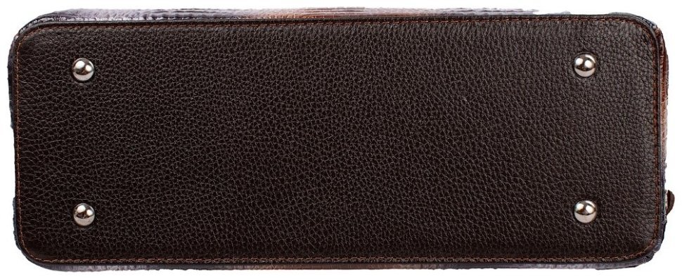 Деловая повседневная женская сумка из натуральной кожи серого цвета с ручкой Desisan 106868 под крокодила modnotak фото №5