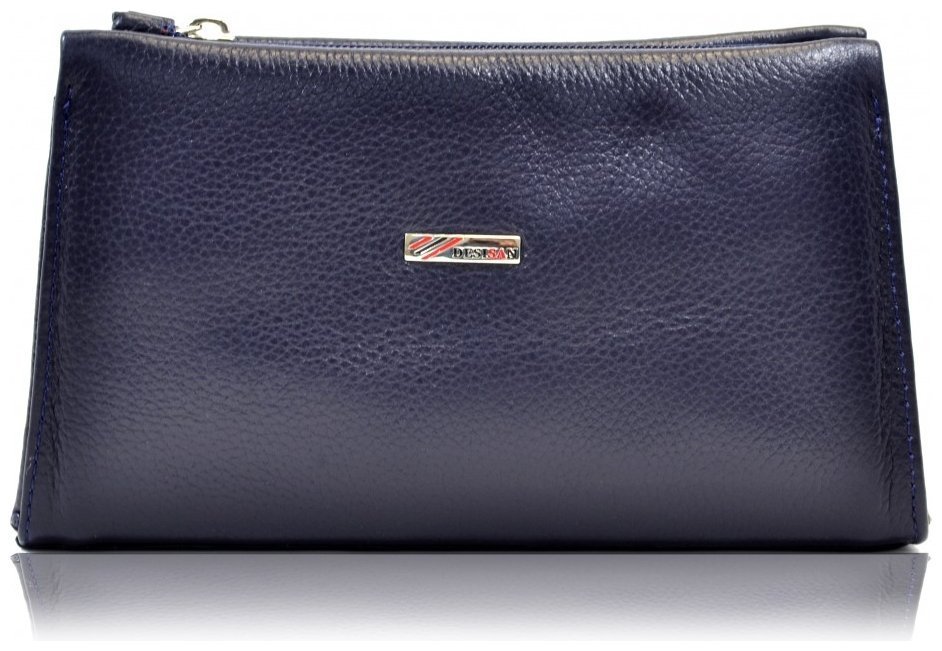 Повседневная кожаная женская косметичка синего цвета Desisan 106968 modnotak фото №1