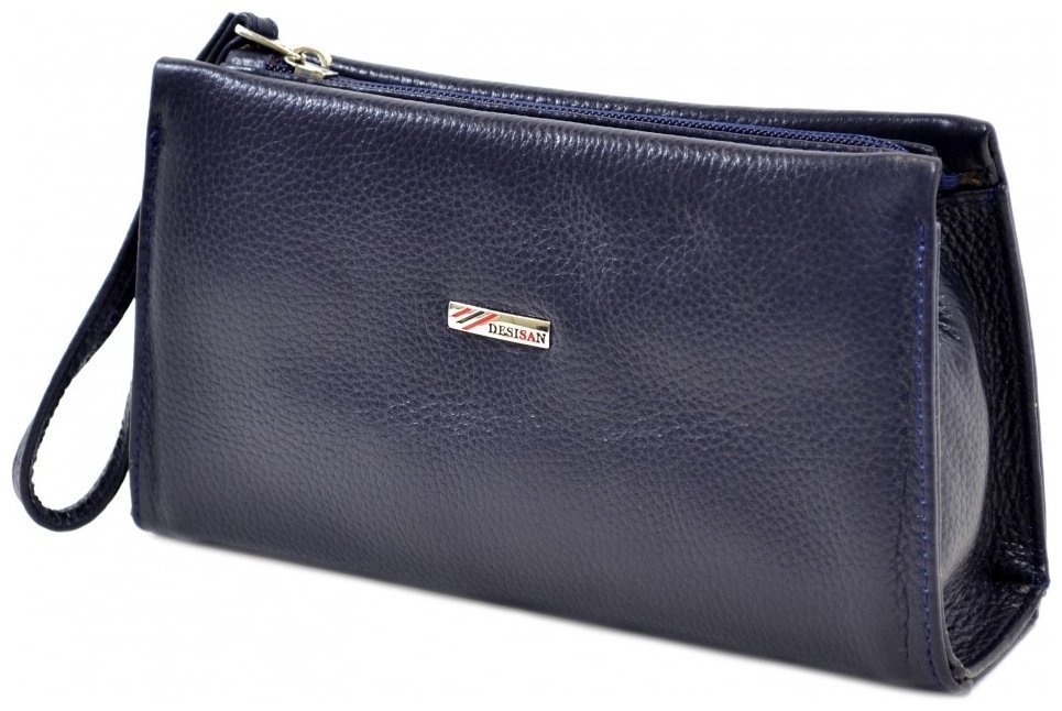 Повседневная кожаная женская косметичка синего цвета Desisan 106968 modnotak фото №3
