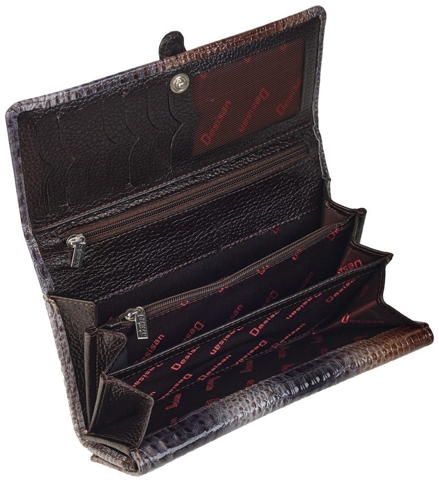 Лакований жіночий гаманець з фактурою під кроко Desisan 107068 різнокольоровий modnotak фото №3