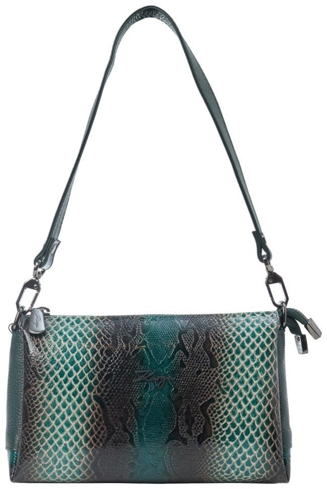 Лакированная женская сумка из кожи с фактурой под рептилию KARYA 107168 зеленая фото №1 Лакированная женская сумка из кожи с фактурой под рептилию KARYA 107168 зеленая modnotak фото №1