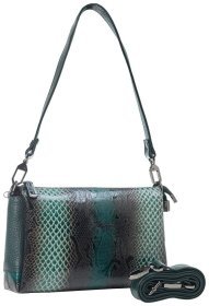 Лакированная женская сумка из кожи с фактурой под рептилию KARYA 107168 зеленая