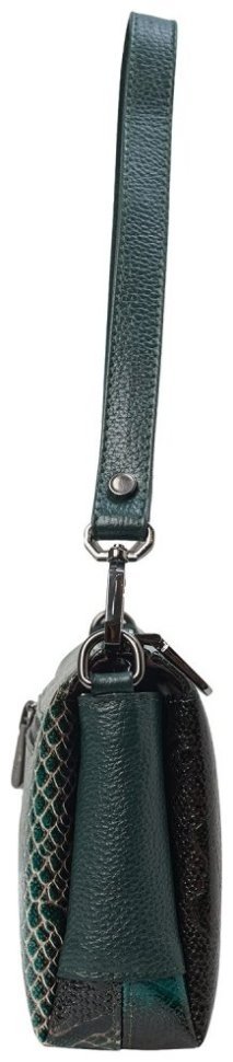 Лакированная женская сумка из кожи с фактурой под рептилию KARYA 107168 зеленая фото №3 Лакированная женская сумка из кожи с фактурой под рептилию KARYA 107168 зеленая modnotak фото №3