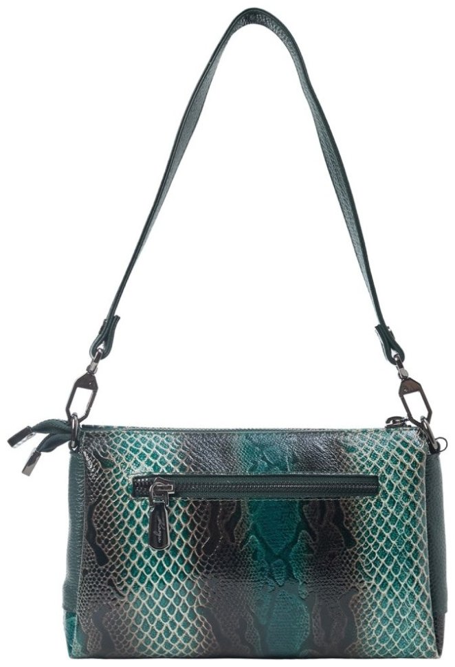 Лакированная женская сумка из кожи с фактурой под рептилию KARYA 107168 зеленая фото №4 Лакированная женская сумка из кожи с фактурой под рептилию KARYA 107168 зеленая modnotak фото №4