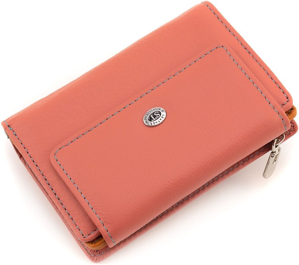 Розовый женский кошелек среднего размера из натуральной кожи ST Leather 1767268