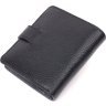 Черное мужское портмоне из натуральной зернистой кожи на кнопке KARYA (2421370) - 2