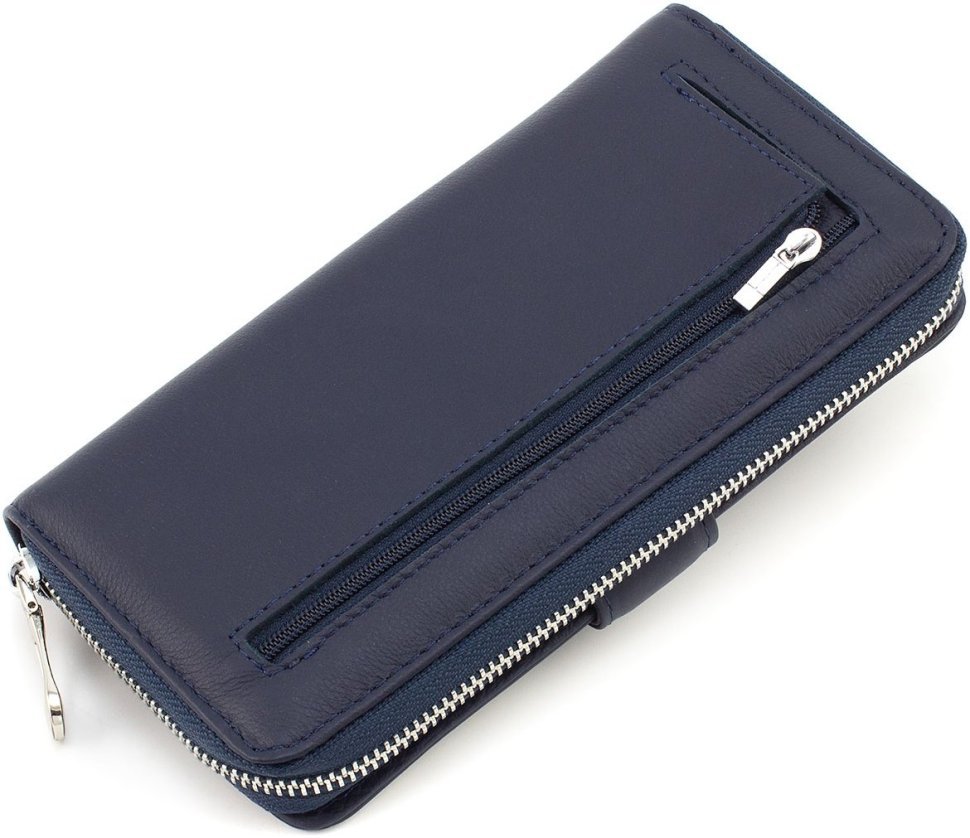 Великий жіночий гаманець із натуральної шкіри темно-синього кольору ST Leather 1767368
