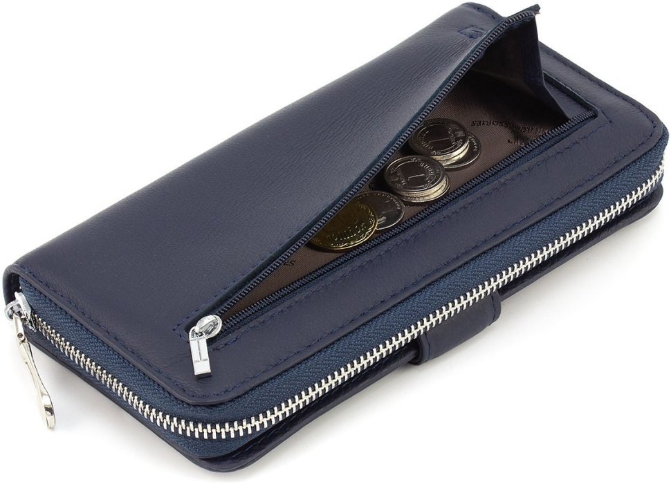 Большой женский кошелек из натуральной кожи темно-синего цвета ST Leather 1767368