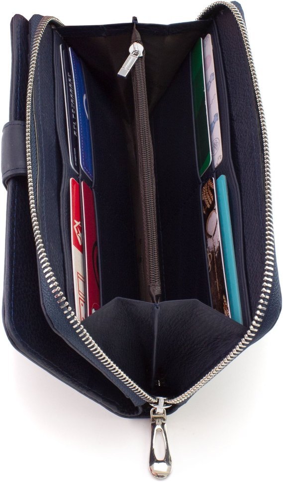 Великий жіночий гаманець із натуральної шкіри темно-синього кольору ST Leather 1767368