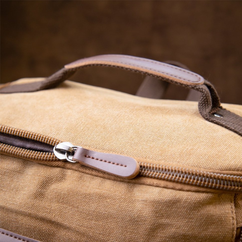 Песочный дорожный рюкзак из текстиля с ручками Vintage (20664) 