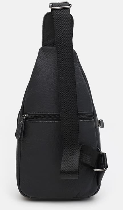 Чоловічий шкіряний рюкзак-слінг через плече чорного кольору Keizer (22103)