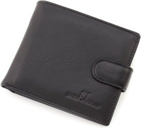 Середній чоловічий портмоне з натуральної шкіри чорного кольору з блоком під карти ST Leather 1767468