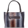 Деловая женская сумка из лакированной кожи с фактурой под крокодила Desisan 107868 серая modnotak фото - 3