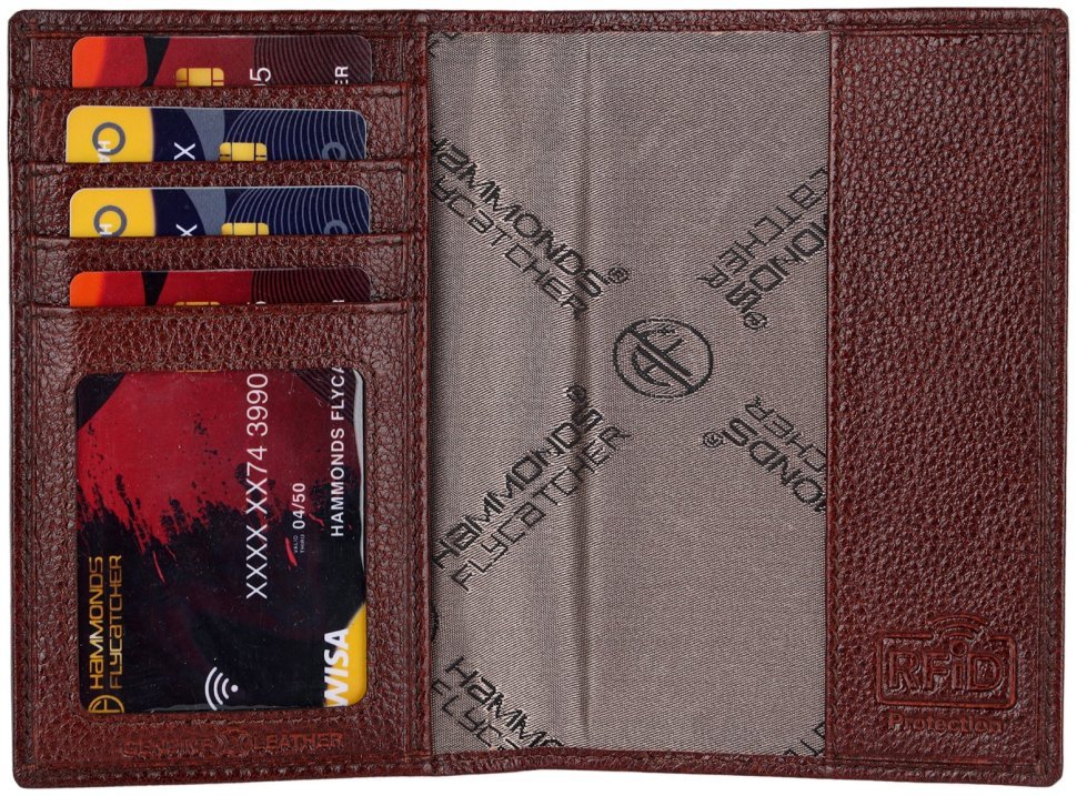 Обложка для паспорта из фактурной кожи без застежки Hammonds Flycatcher PH602 коричневого цвета 107968 modnotak фото №2