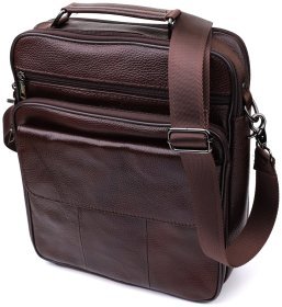 Повседневная мужская сумка-барсетка из фактурной кожи с ручкой для носки Vintage 98168 коричневого цвета