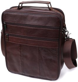 Повседневная мужская сумка-барсетка из фактурной кожи с ручкой для носки Vintage 98168 коричневого цвета