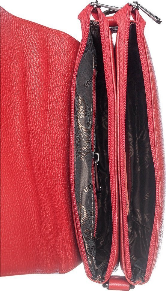Модна сумка червоного кольору з натуральної шкіри Desisan (2010-04)
