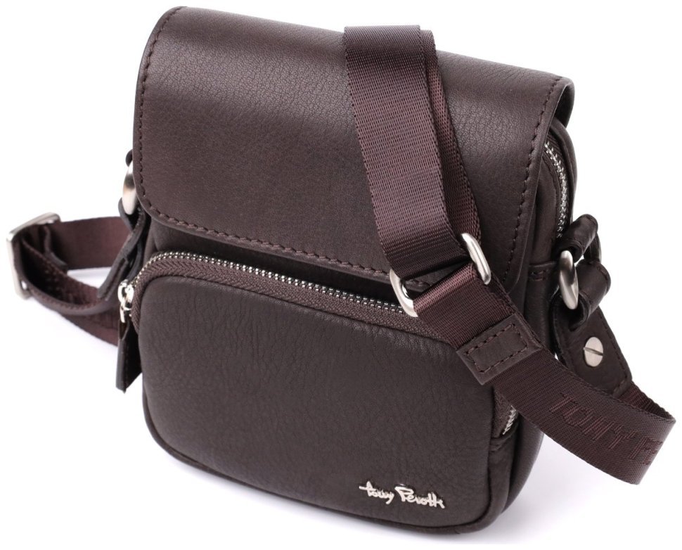 Мужская сумка планшет с клапаном на магните коричневого цвета Tony Perotti 108368 modnotak фото №1