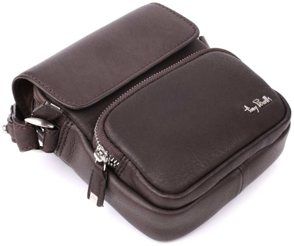 Мужская сумка планшет с клапаном на магните коричневого цвета Tony Perotti 108368 modnotak фото №5