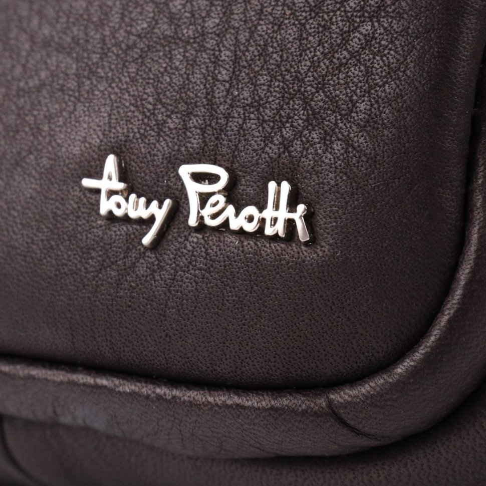 Мужская сумка планшет с клапаном на магните коричневого цвета Tony Perotti 108368 modnotak фото №6