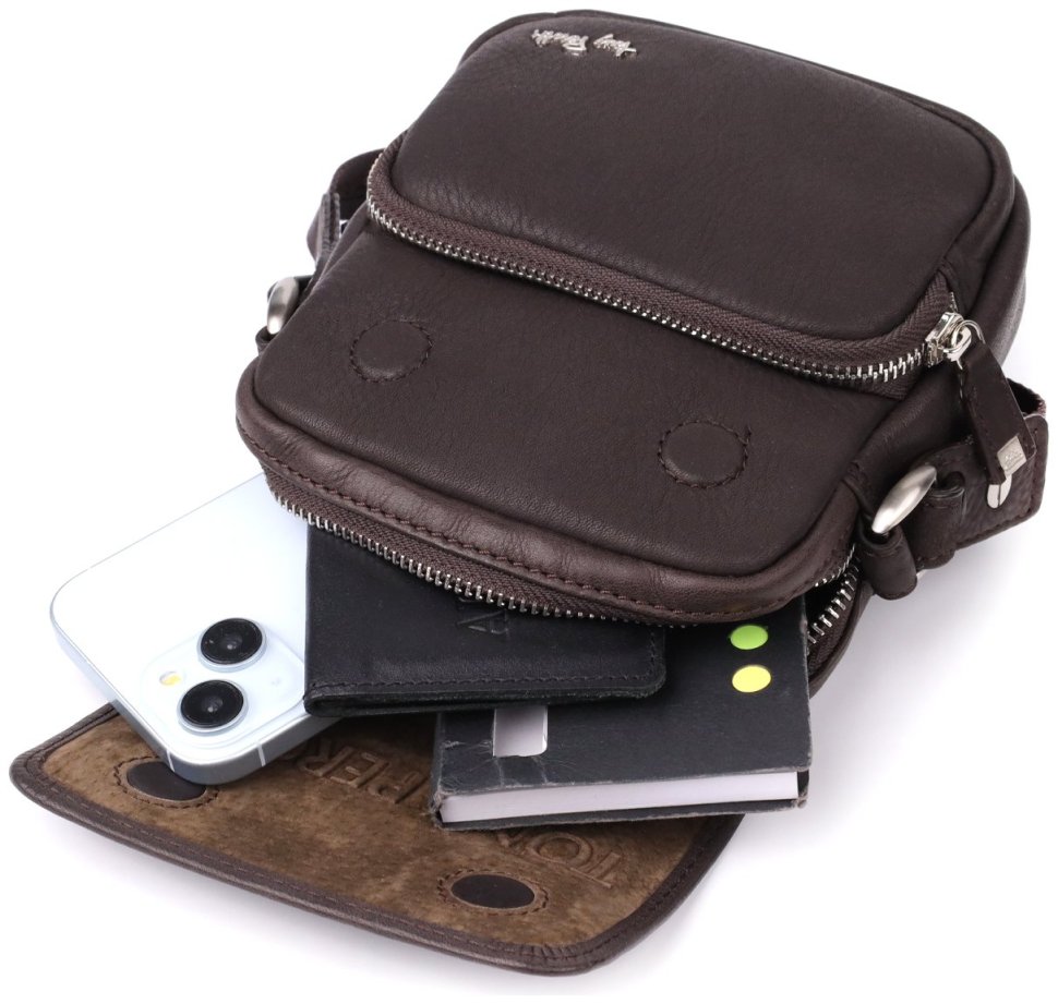 Мужская сумка планшет с клапаном на магните коричневого цвета Tony Perotti 108368 modnotak фото №8