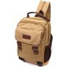 Вместительная мужская сумка-рюкзак из текстиля песочного цвета Vintage 2422171 - 1