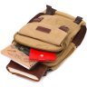 Вместительная мужская сумка-рюкзак из текстиля песочного цвета Vintage 2422171 - 6