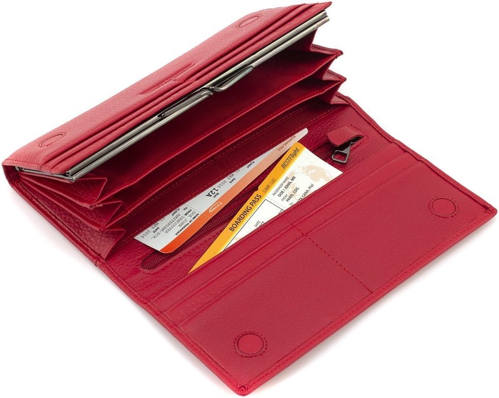 Красный женский кошелек крупного размера из натуральной кожи Marco Coverna 68668