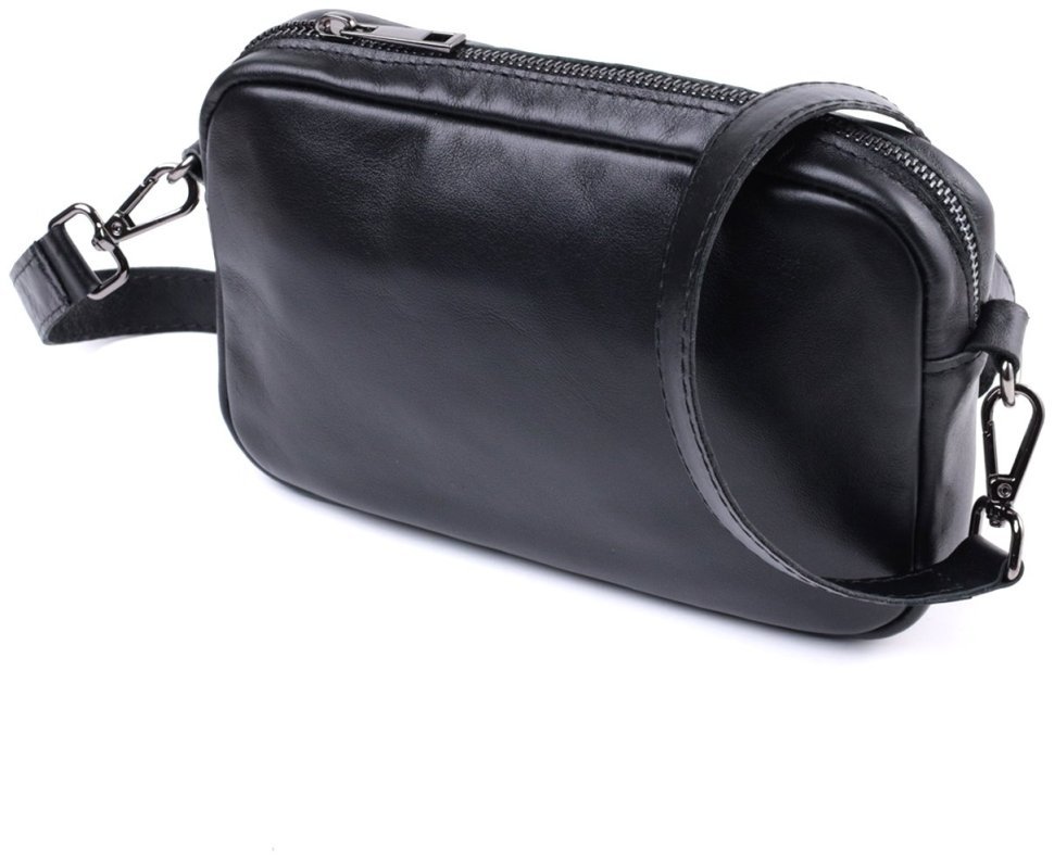 Классическая кожаная сумка кросс-боди для женщин Shvigel 2422841 Черная modnotak фото №1