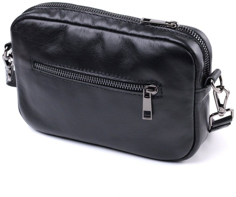 Классическая кожаная сумка кросс-боди для женщин Shvigel 2422841 Черная modnotak фото №2