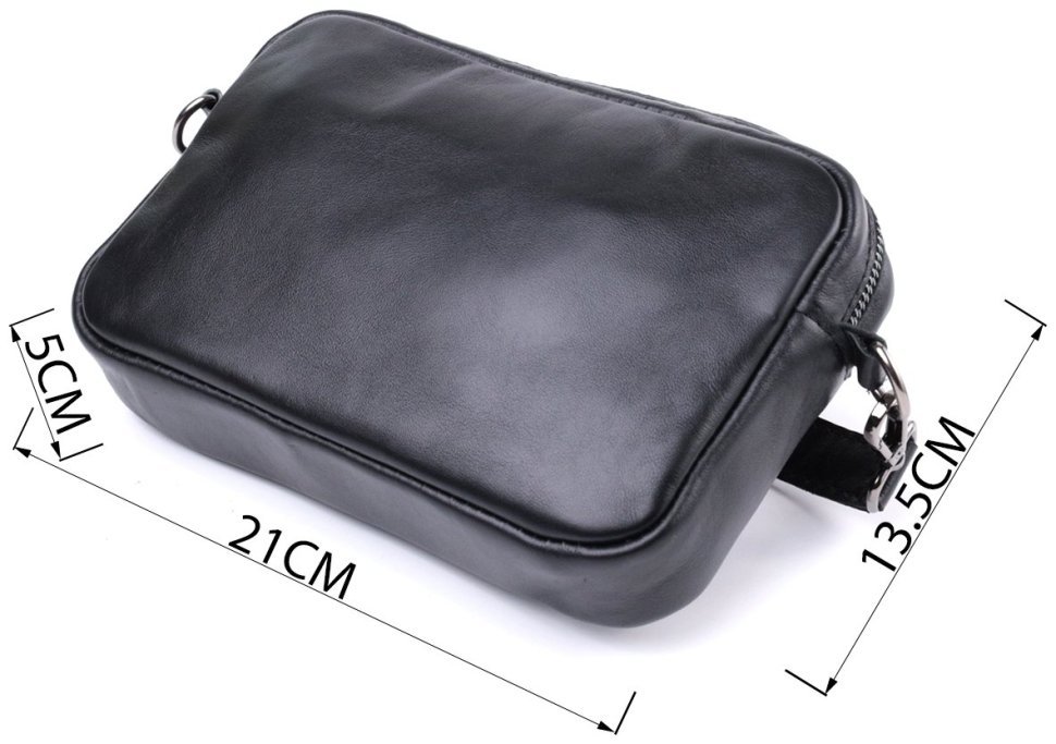 Классическая кожаная сумка кросс-боди для женщин Shvigel 2422841 Черная modnotak фото №3