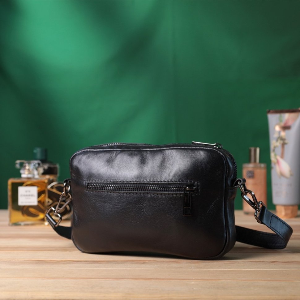 Классическая кожаная сумка кросс-боди для женщин Shvigel 2422841 Черная modnotak фото №10