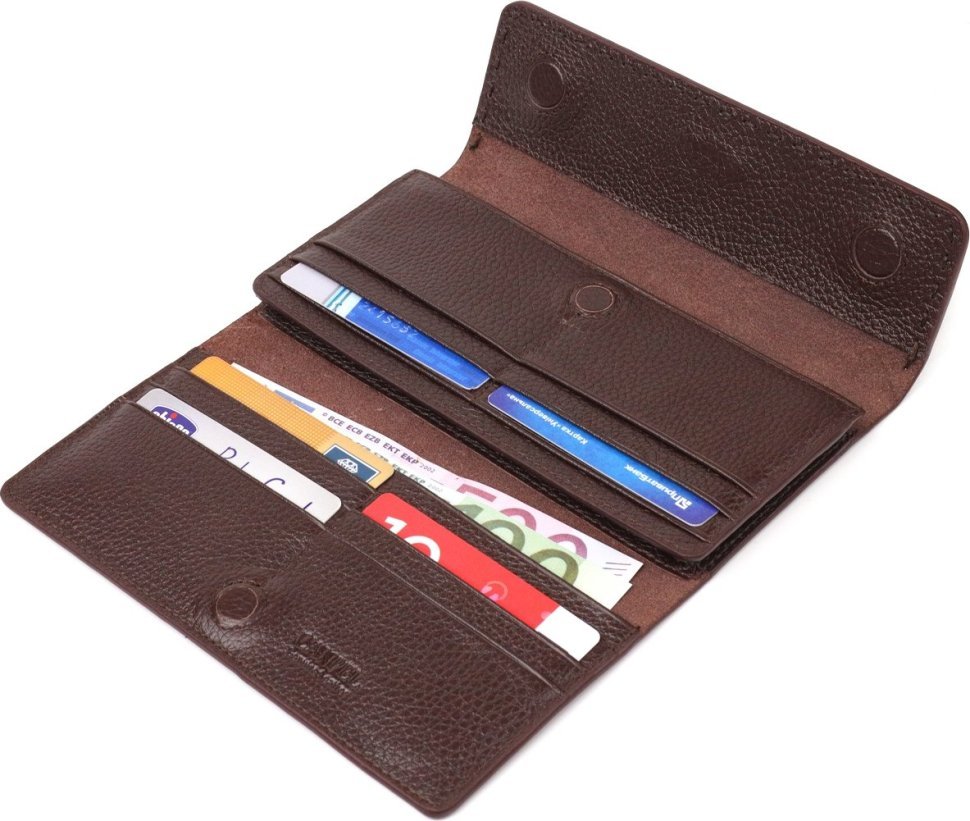 Коричневий жіночий гаманець із натуральної шкіри з клапаном на магніті CANPELLINI (2421660)
