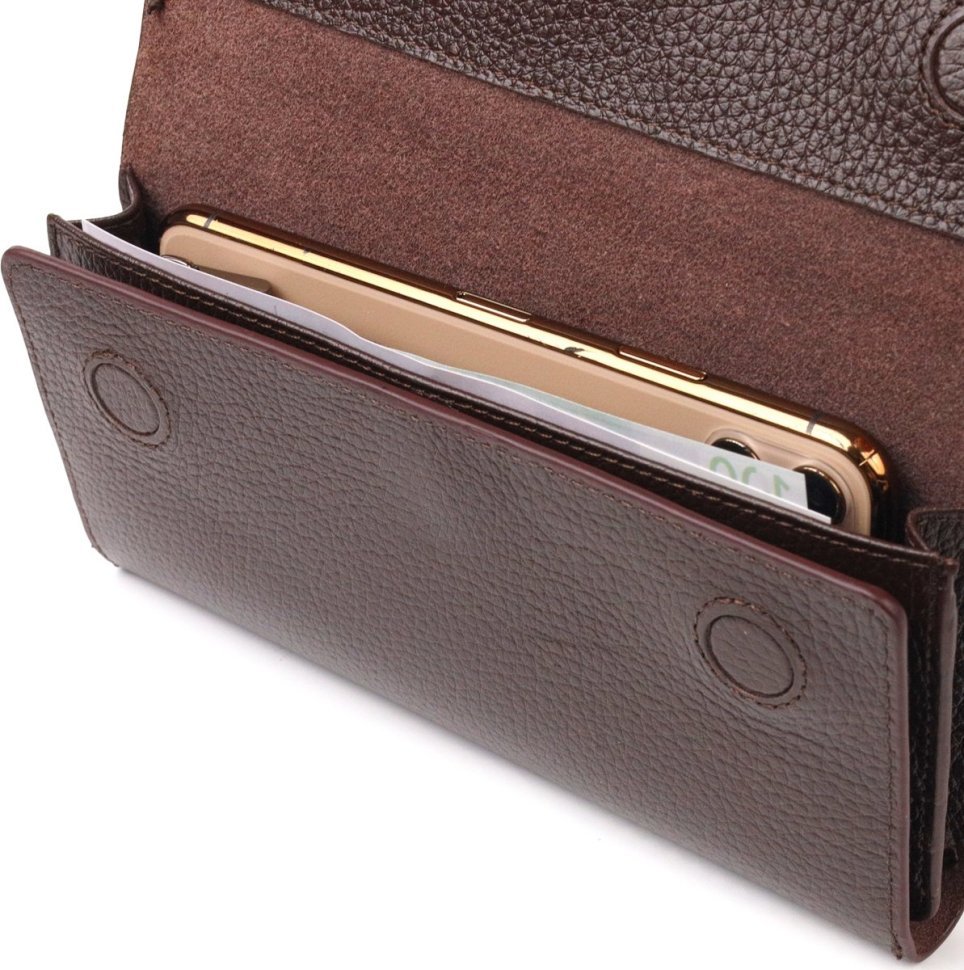 Коричневий жіночий гаманець із натуральної шкіри з клапаном на магніті CANPELLINI (2421660)