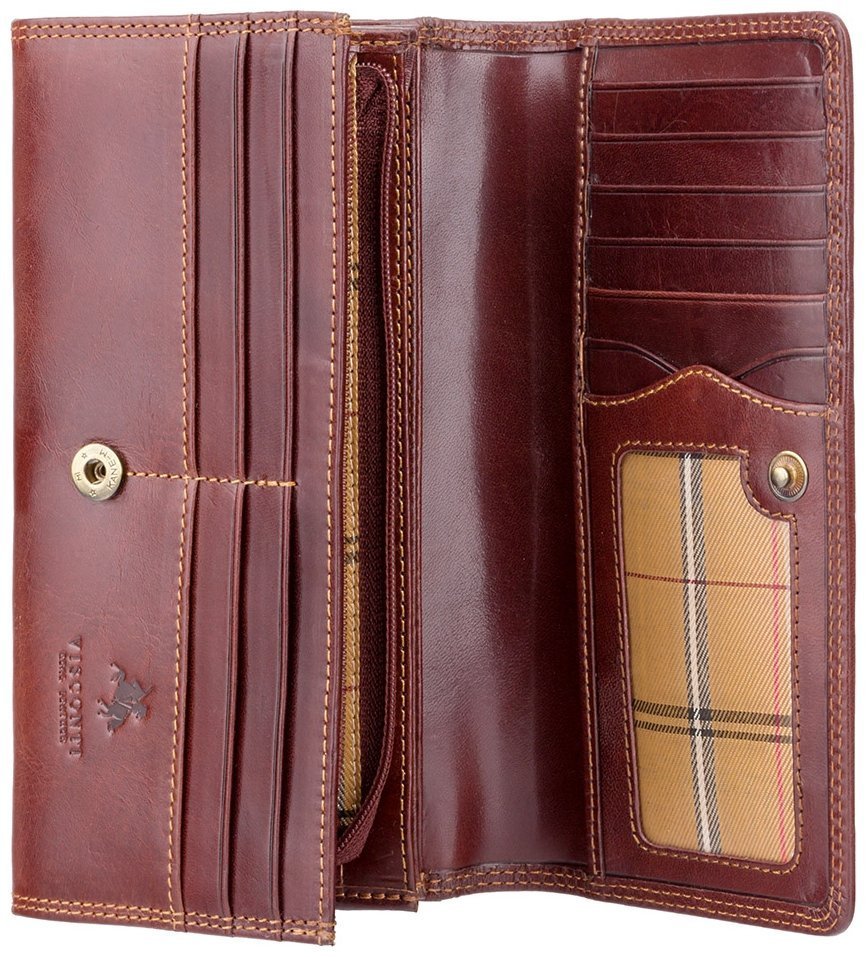 Великий класичний жіночий гаманець з натуральної шкіри коричневого кольору Visconti Florence 68768