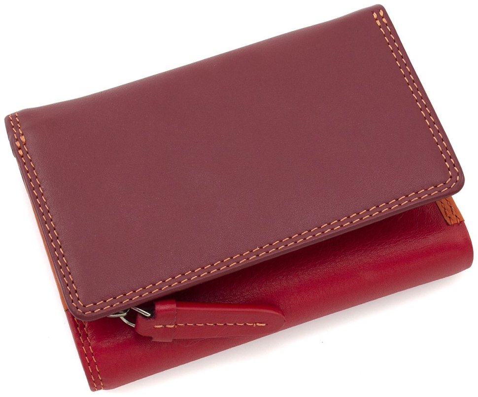 Красно-бордовый женский кошелек среднего размера из натуральной кожи с RFID - Visconti Biola 68868