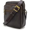 Чоловіча плечова сумка-планшет із гладкої шкіри темно-коричневого кольору TARWA (21676) - 3