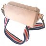 Шкіряна жіноча сумка-кроссбоді на плече пудрового кольору BlankNote Cylinder 78968 - 1