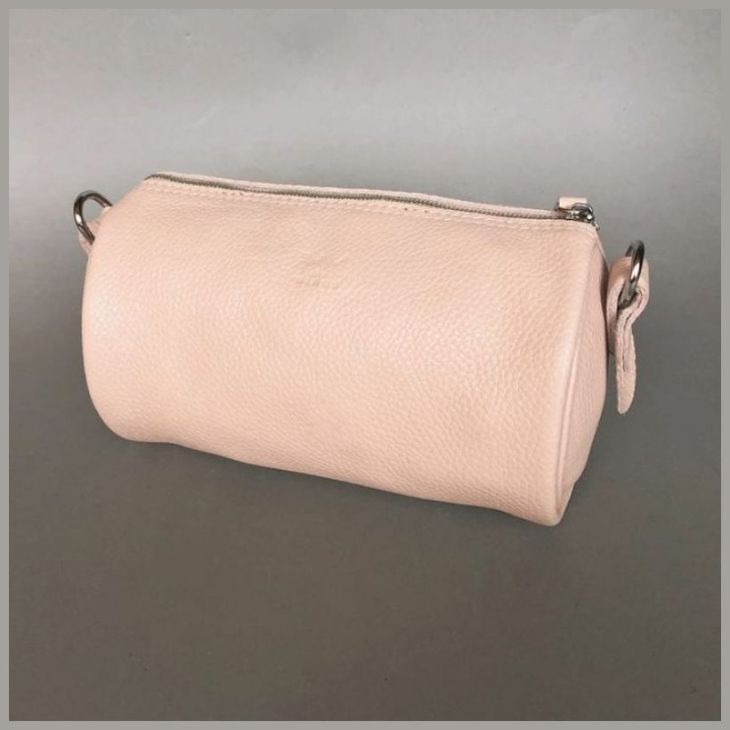 Шкіряна жіноча сумка-кроссбоді на плече пудрового кольору BlankNote Cylinder 78968