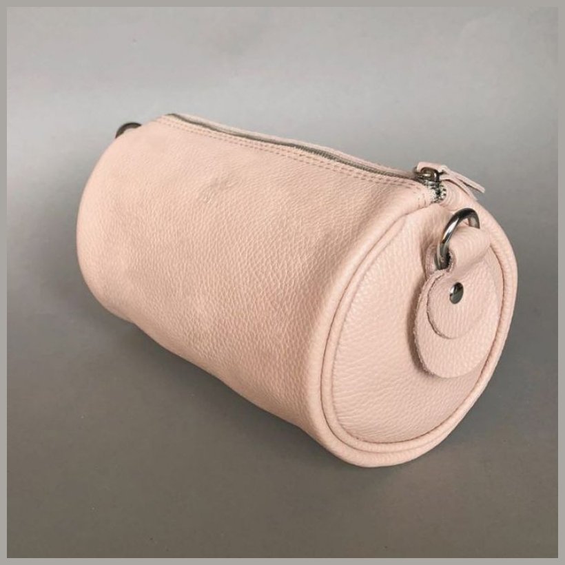 Кожаная женская сумка-кроссбоди на плечо пудрового цвета BlankNote Cylinder 78968