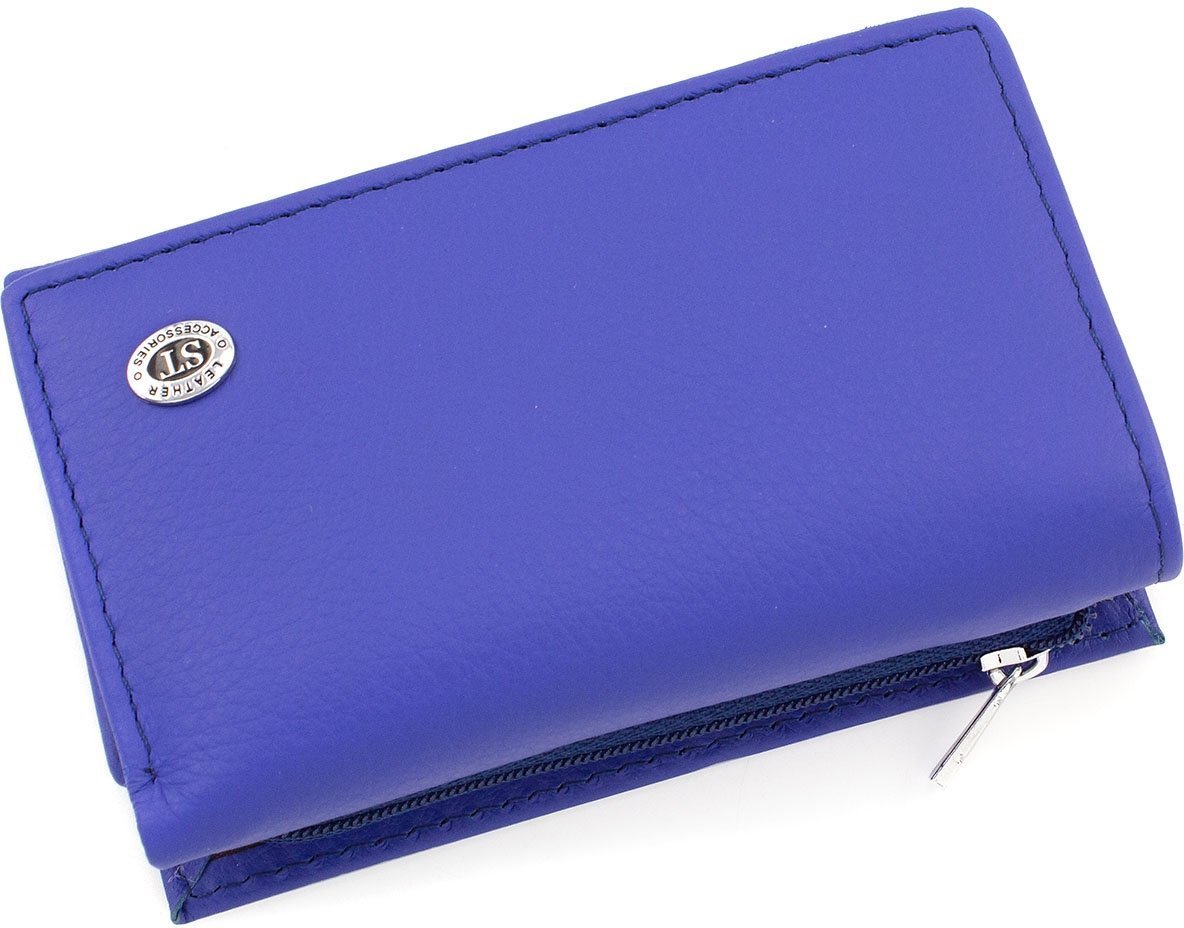 Синій жіночий гаманець невеликого розміру з натуральної шкіри ST Leather (15357)