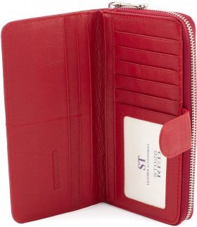 Довгий жіночий шкіряний гаманець червоного кольору ST Leather (15338) - 2