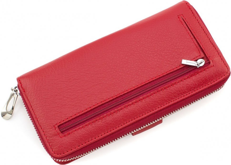 Довгий жіночий шкіряний гаманець червоного кольору ST Leather (15338)