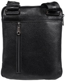 Чорна чоловіча плечова сумка середнього розміру з натуральної шкіри флотар DESISAN 79868
