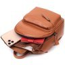 Женский кожаный рюкзачок небольшого размера в коричневом цвете Vintage 2422433 - 5